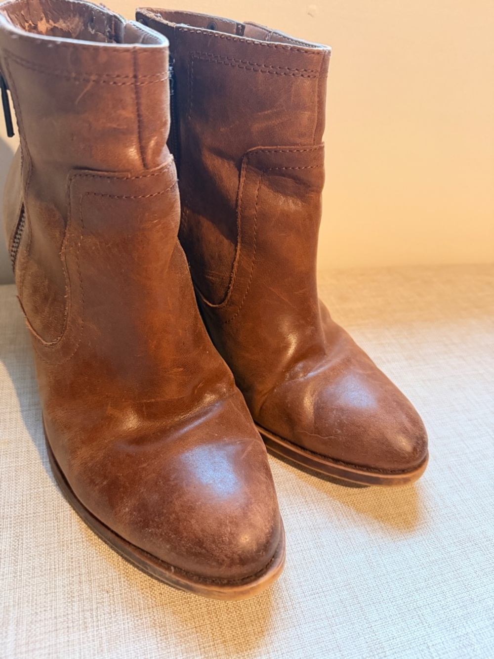 Lucky Brand Chestnut Brown Leather Ankle Boots